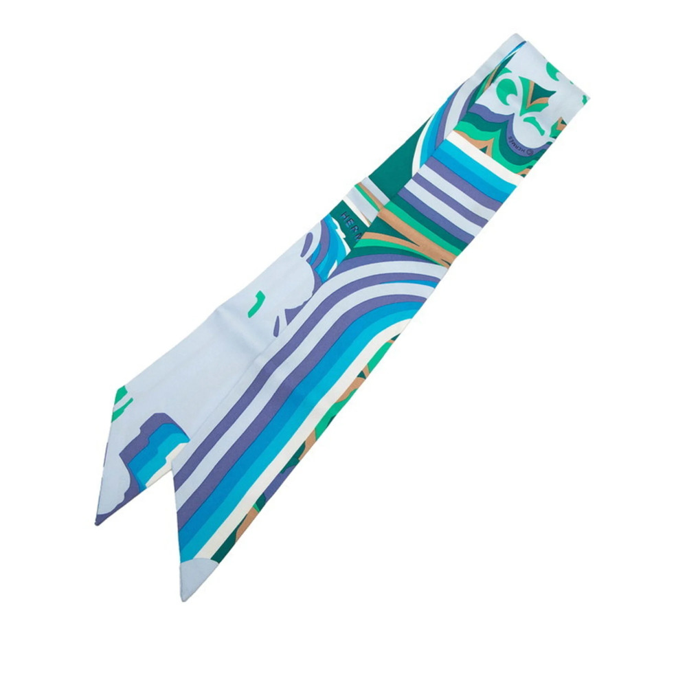 Hermes Twilly Brides de Gala Shadow Scarf/Muffler, Blue/Multicolor Silk, Women's